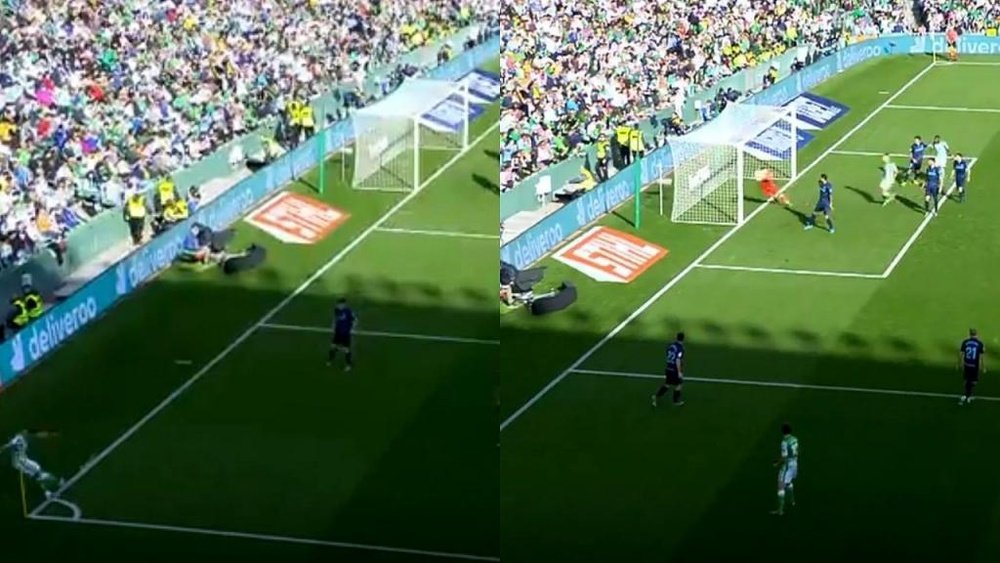 Joaquín casi mete un gol olímpico. Capturas/Movistar