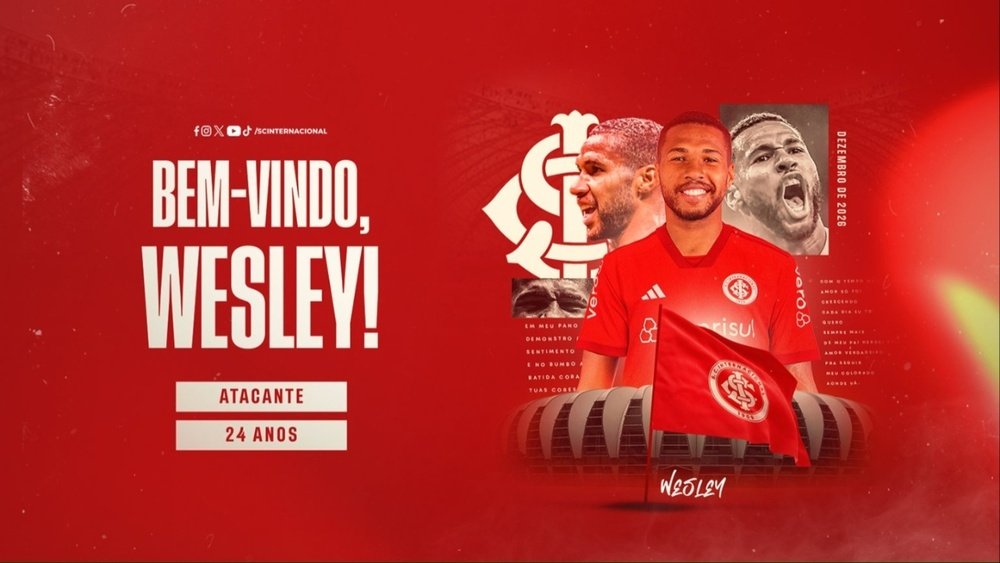 Inter anuncia contratação do atacante Wesley. @Internacional