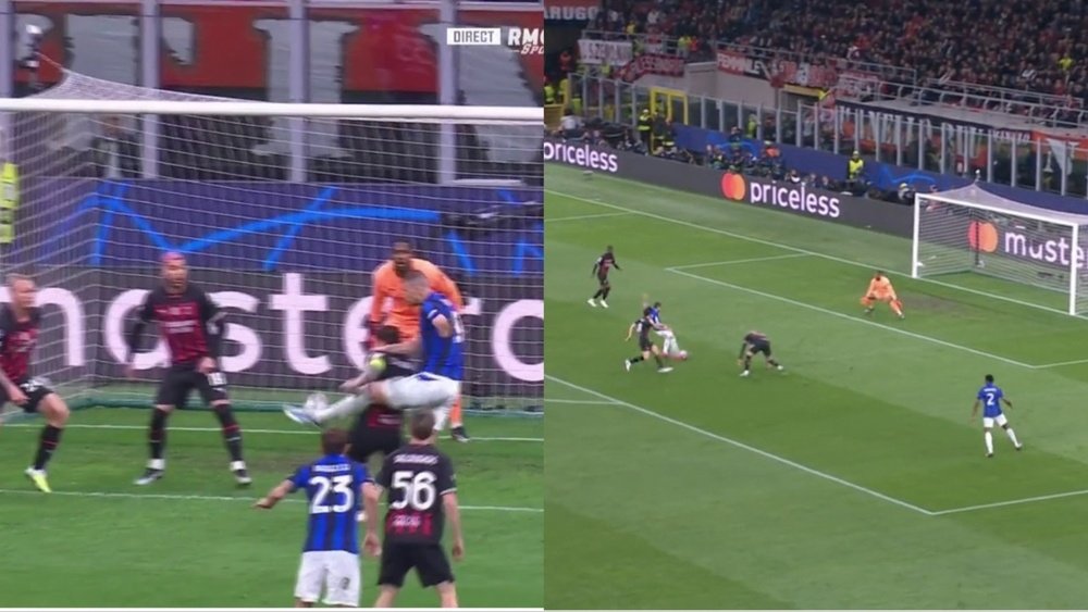 Inter stun Milan in just 11 minutes. Screenshots/MovistarLigadeCampeones