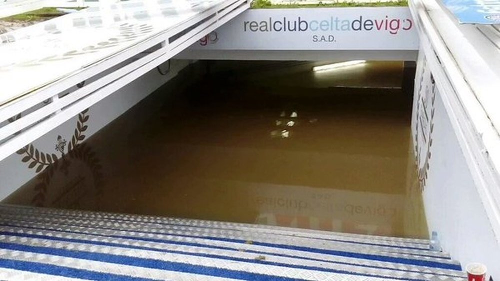 Inundaciones en el estadio de Balaídos. Twitter