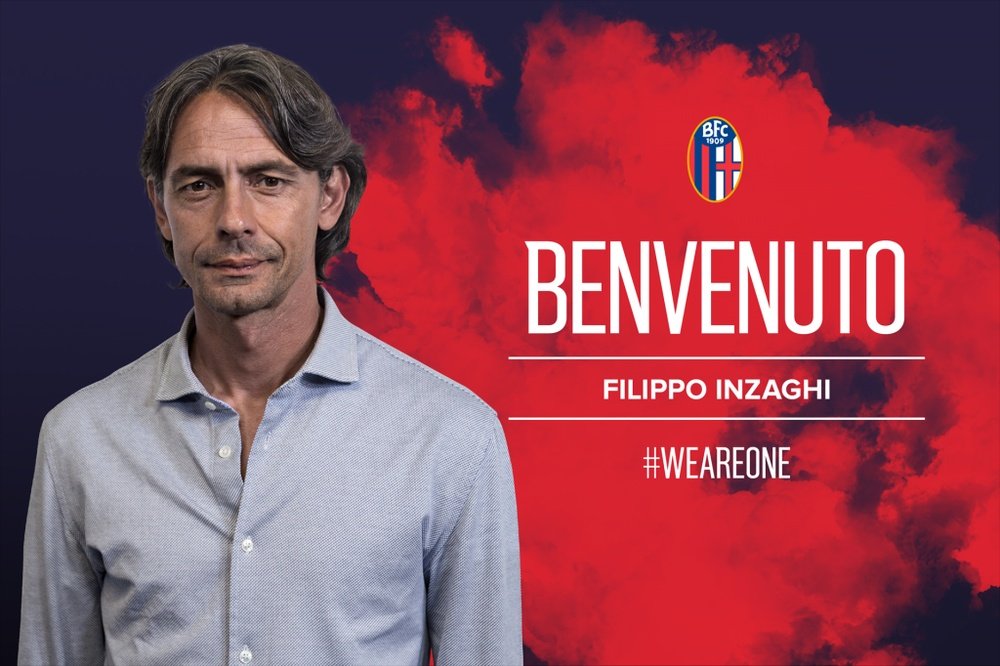 Inzaghi is Bologna's new manager. Twitter/BolognaFC1909en