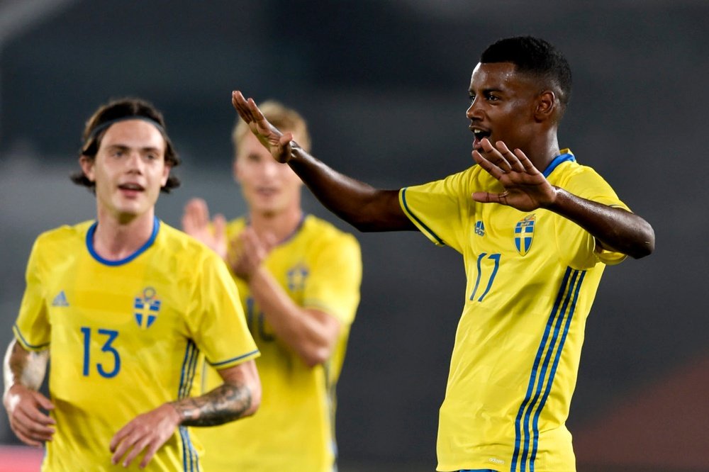 Isak celebrating a goal for his club. AikFotboll