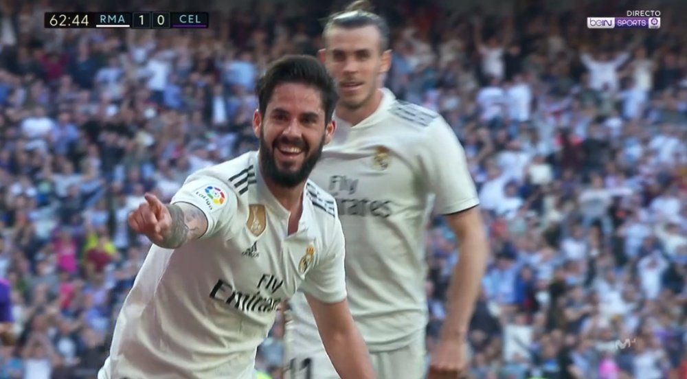 Isco hizo el primer gol en la vuelta de Zidane. Captura/BeINSports