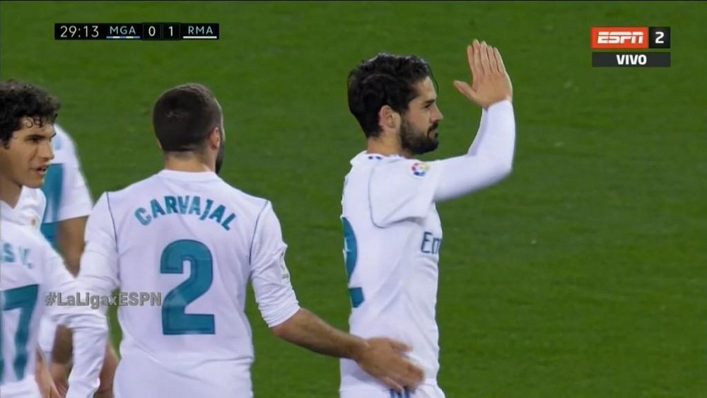 Isco curled home the opener. Screenshot/ESPN