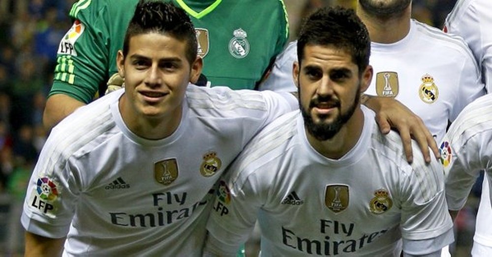 Isco and James smile despite their dwindling worth. AFP