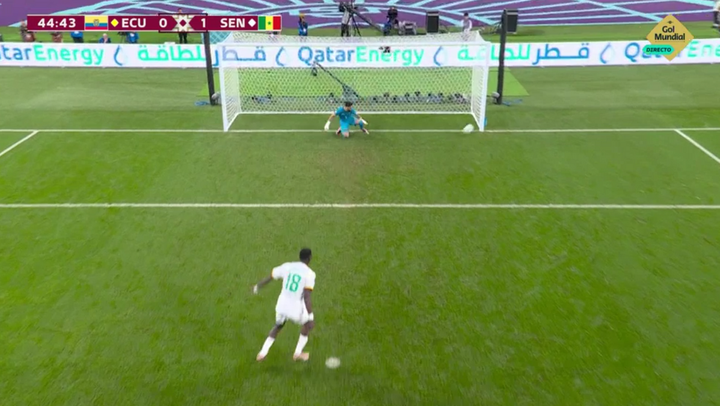 Ismaila Sarr put Senegal ahead versus Ecuador. Screenshot/GolMundial