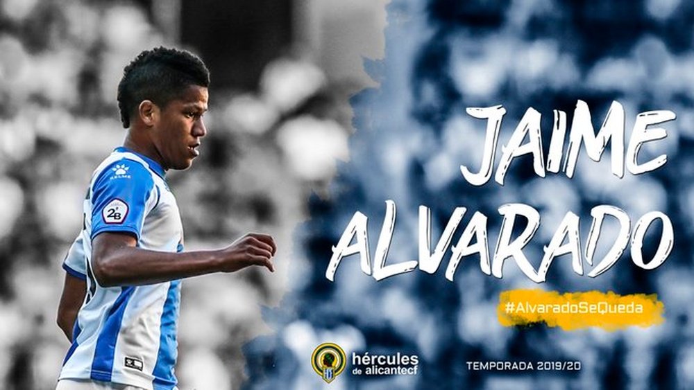 Jaime Alvarado seguirá en el Hércules hasta junio de 2020. Twitter/CFHércules
