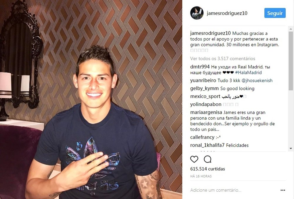 O colombiano compartilhou uma mensagem com seus seguidores. Instagram/JamesRodriguez10