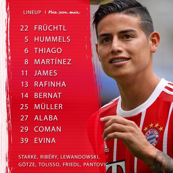 ¡Primera titularidad de James con el Bayern!