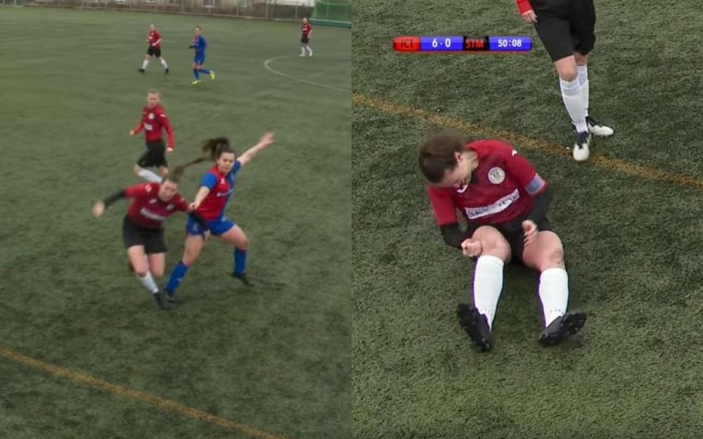 She dislocated her knee. Screenshot/InvernessCaledonianThistle