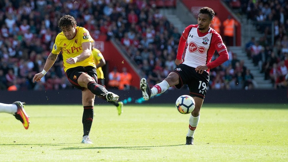 Janmaat scored Watford's second in a 2-0 victory over Southampton on Sunday. Twitter/WatfordFC