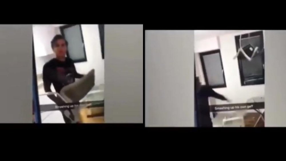 Jason Cummings caught on video destroying his flat. Youtube/HibernianChants