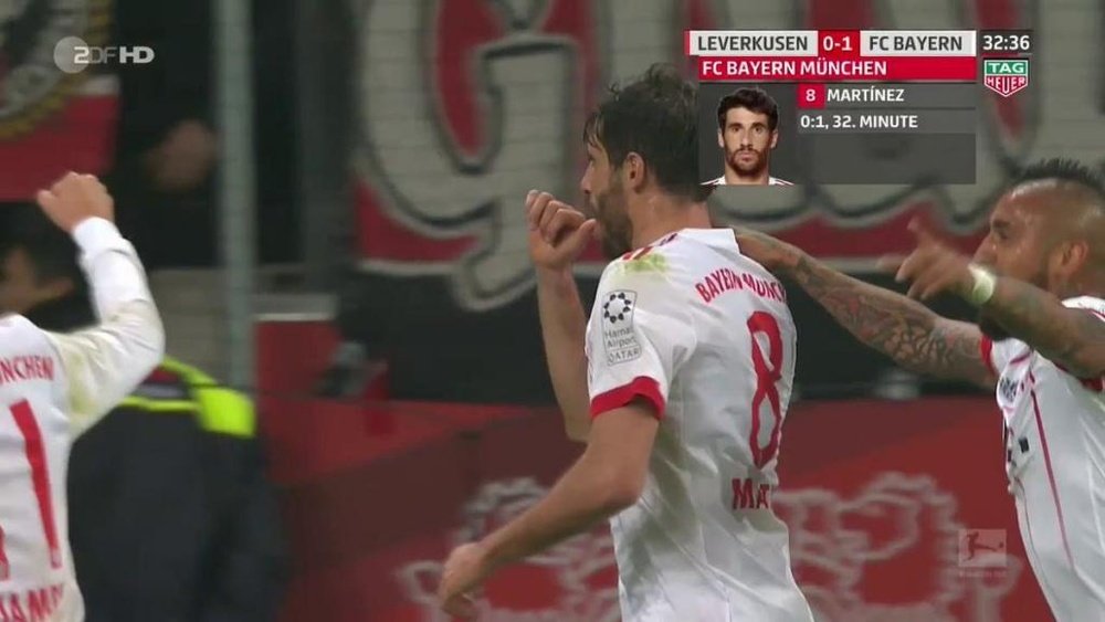 Javi Martínez a ouvert le score face au Bayer Leverkusen. Captura/2DFHD