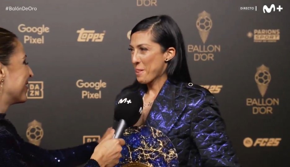 Jenni Hermoso, ganadora del Sócrates y al borde de las lágrimas. Captura/Movistar+
