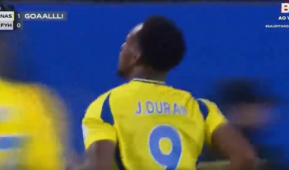 Primer gol de Durán con el Al Nassr. Captura/BandSports