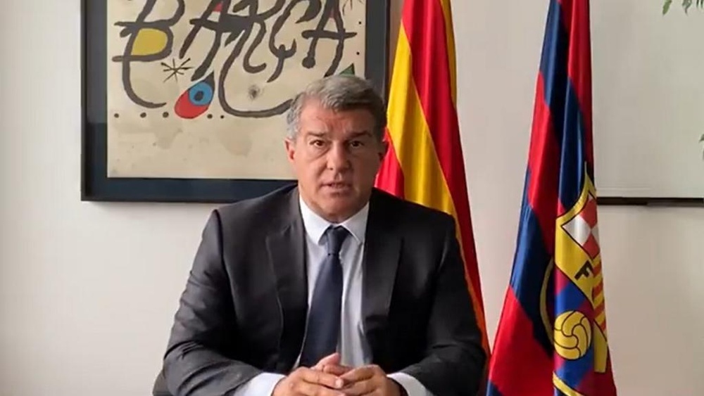 Laporta mandó un mensaje a la afición. Twitter/JoanLaportaFCB