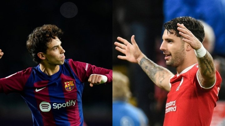 Joao Felix would like to see Liverpool's Dominik Szoboszlai at Barcelona. EFE/AFP
