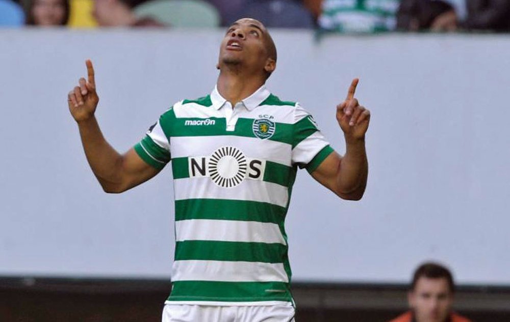 Mario celebrates scoring for Sporting Lisbon. AFP