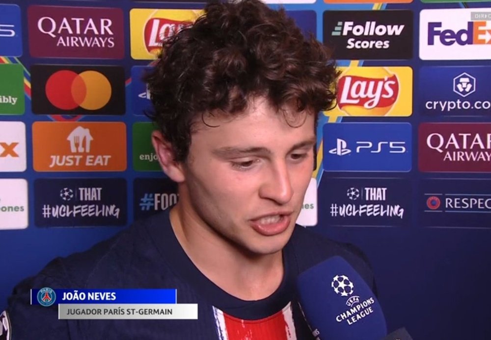 Joao Neves estime Paris meilleur qu'Arsenal. Captura/MovistarLigadeCampeones