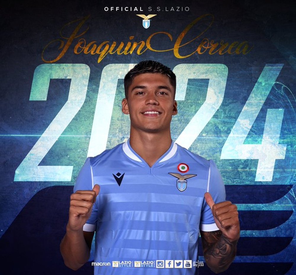 Joaquín Correa renueva con la Lazio. OfficialSSLazio