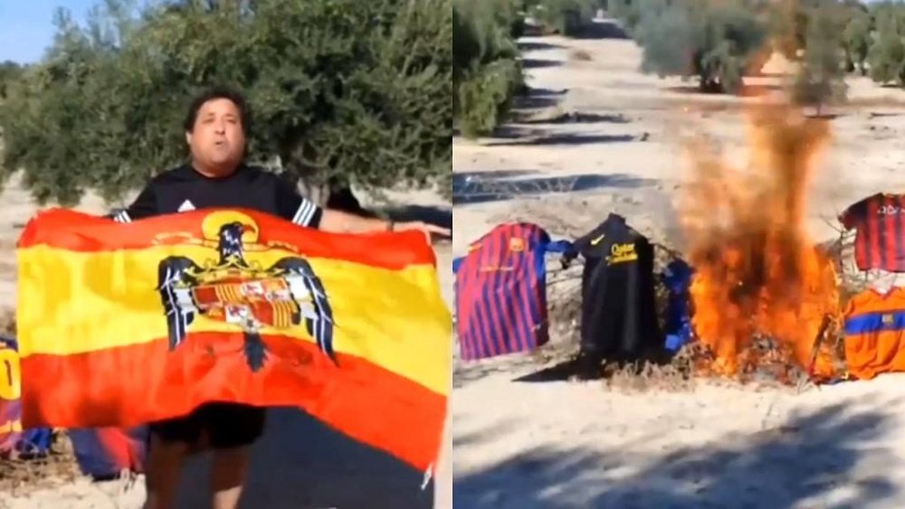 O político queimou suas camisas do Barcelona. Capturas/Facebook