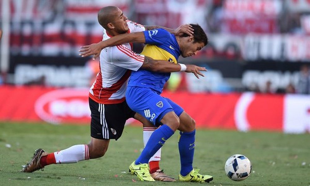 Jonatan Maidana, durante un partido entre River y Boca. CARPoficial