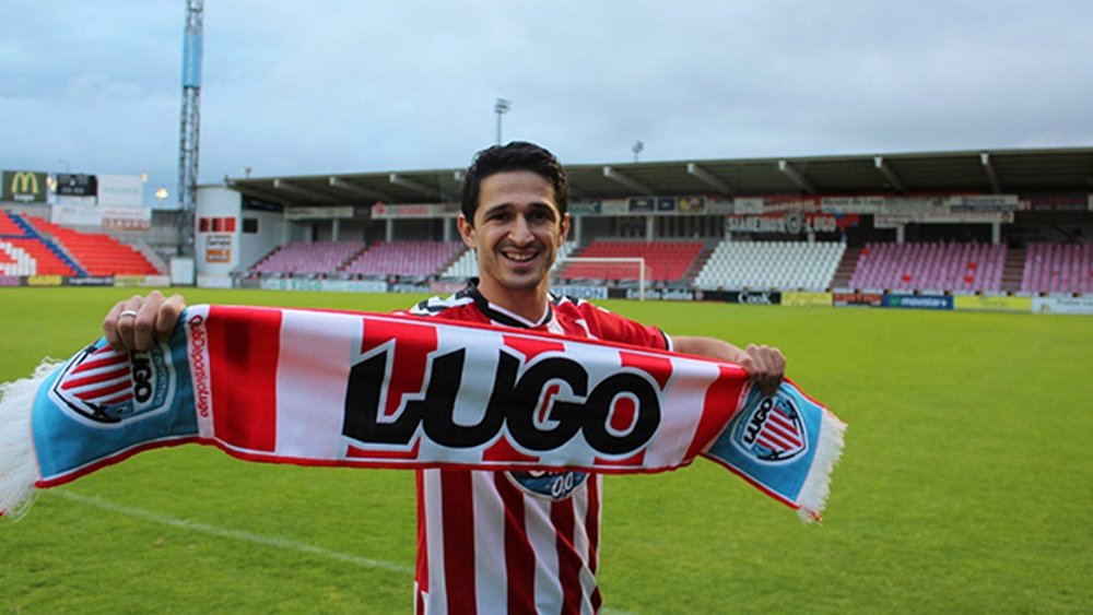 Jonathan Pereira, en su presentación como nuevo jugador del Lugo. CDLugo