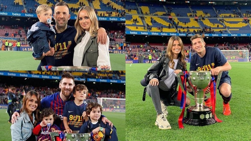 Le coppie che festeggiano sul terreno del Camp Nou. Instagram