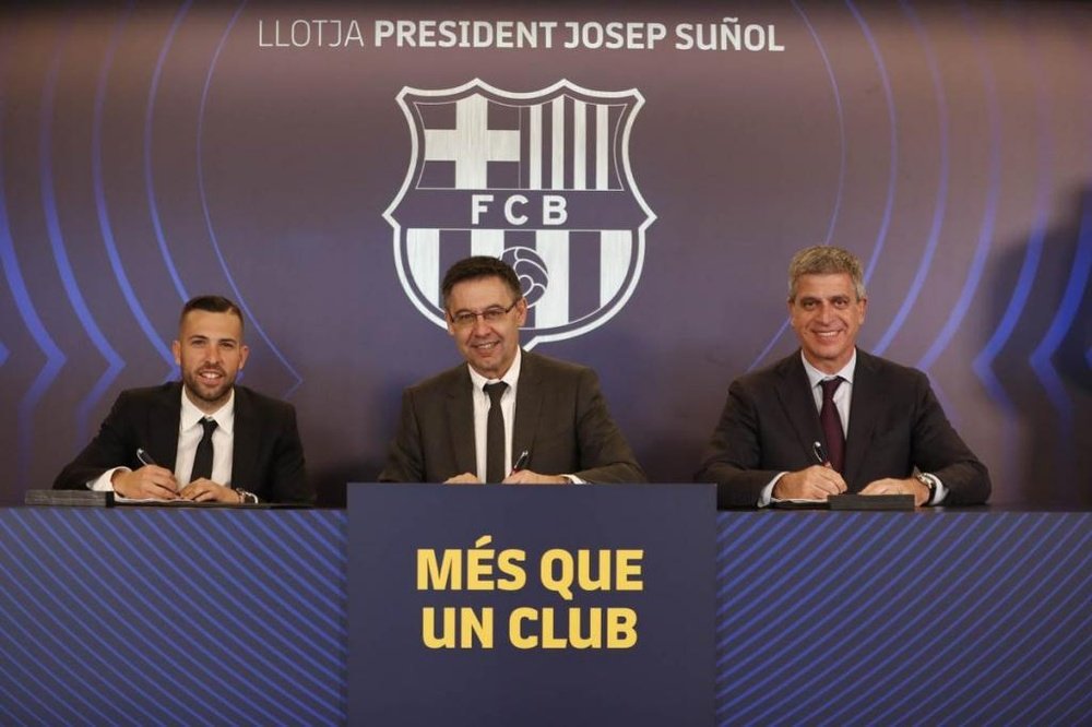 Jordi Alba s'est exprimé devant la presse. FCBarcelona