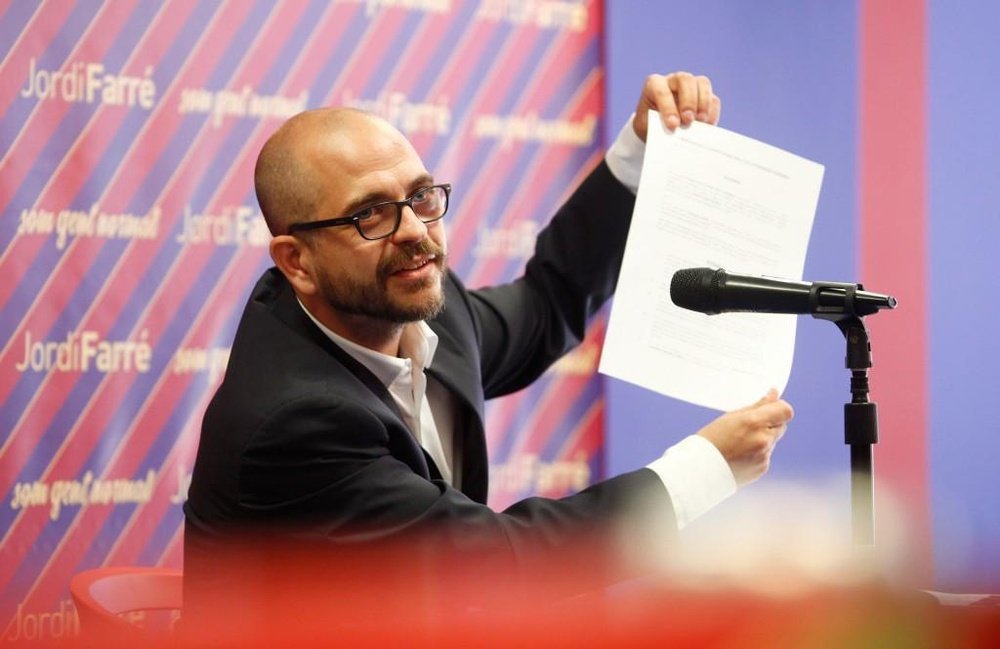 Jordi Farré, precandidato a la presidencia del Barcelona, cedió el acuerdo con Botemanía al club. Twitter