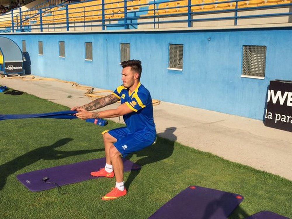 Josán, durante un entrenamiento con el Alcorcón. Twitter