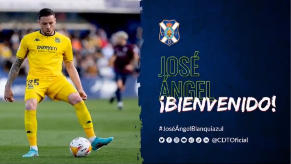 José Ángel, primer fichaje del Tenerife 2022-23. Twitter/CDTOficial