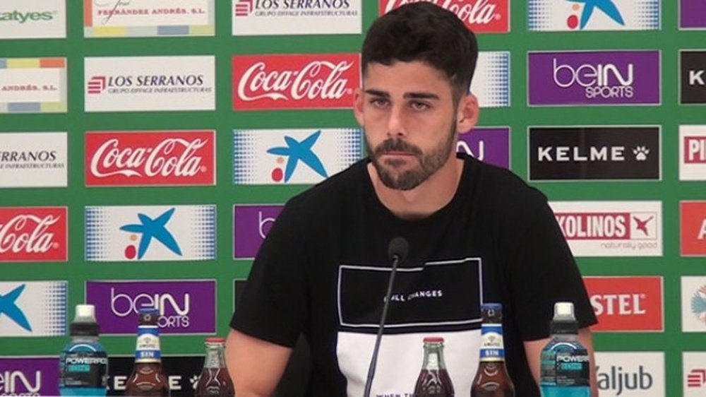 José Antonio Caro, defensa del Elche, en una rueda de prensa. ElcheCF