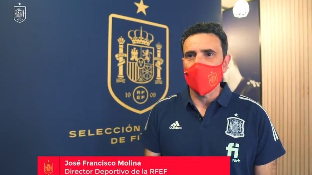 Molina explicó la llamada a Brais, Fornals, Rodrigo, Soler, Albiol y Kepa. Captura/RFEF