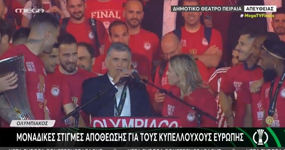 Olympiacos fue campeón en Europa por primera vez. Captura/MegaTV