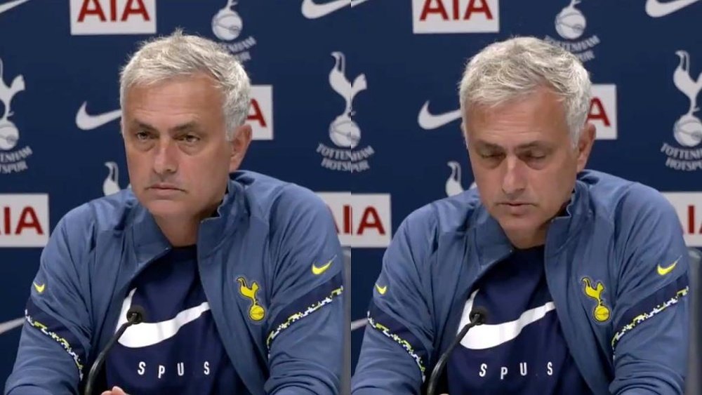 Mourinho in a press conference. Screenshot/TottenhamHotspur