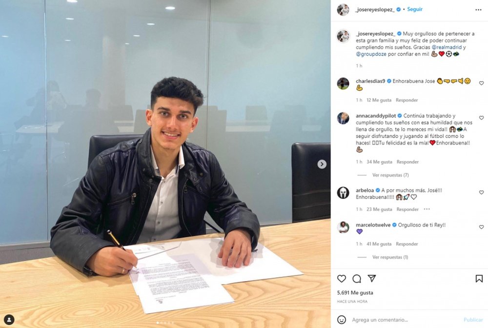 Reyes hijo renovó con el Real Madrid. Captura/Instagram/_josereyeslopez_