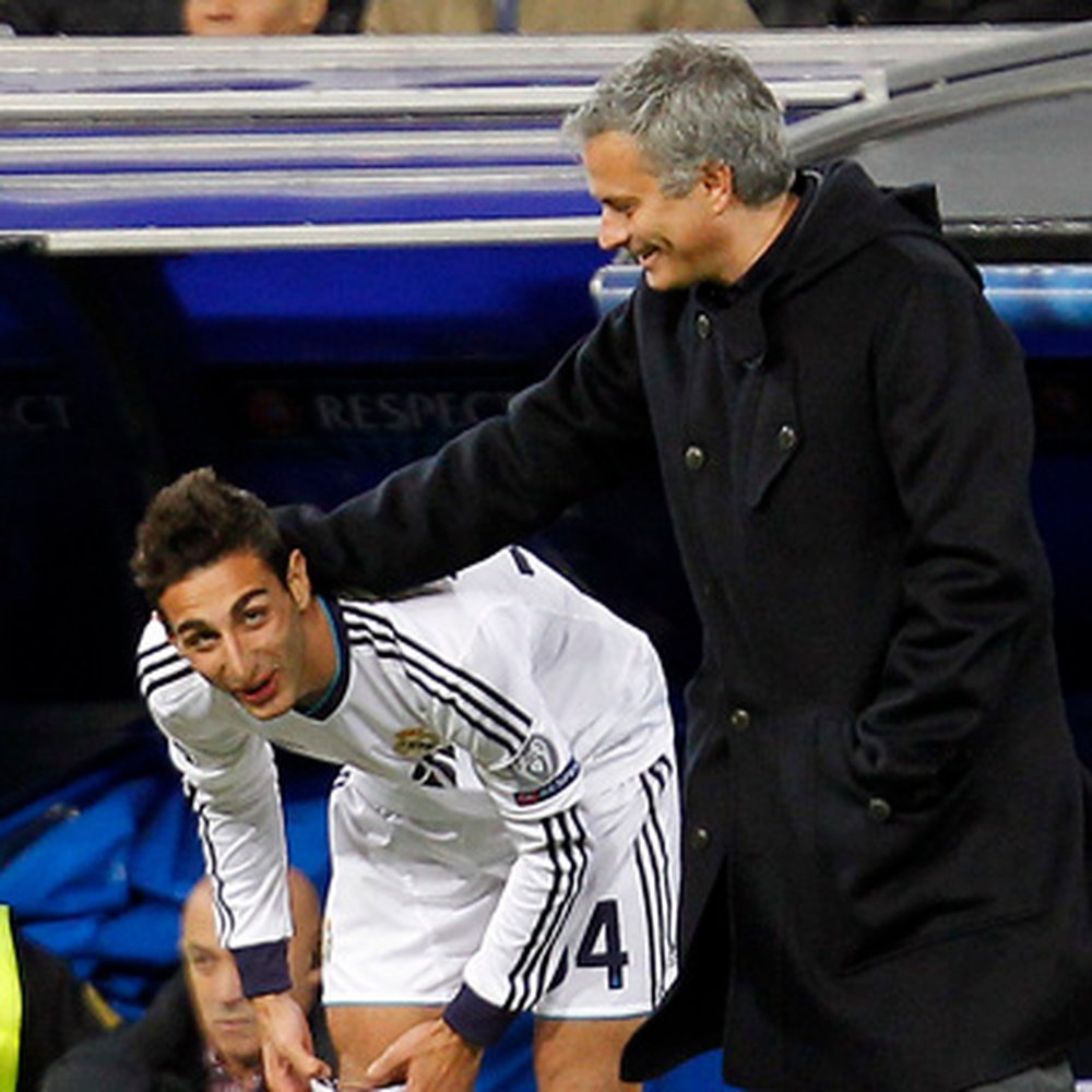 José Rodríguez con el ex técnico del Madrid, José Mourinho. 