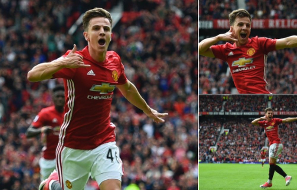 Josh Harrop, juvenil del Manchester United, en su debut con los 'red devils' ante el Crystal Palace.