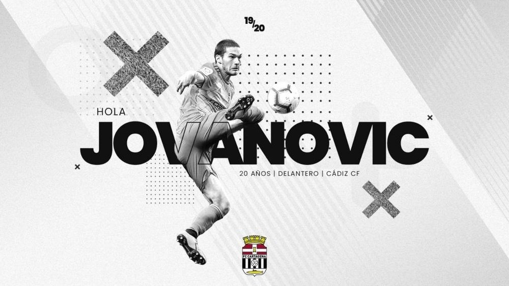 Jovanovic, cedido al Cartagena por el Cádiz. Twitter/FCCartagane_efs