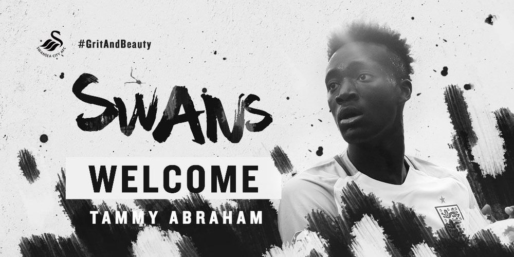 Tammy Abraham volta a ser emprestado, desta feita aos 'swans'. Twitter/Swansea City