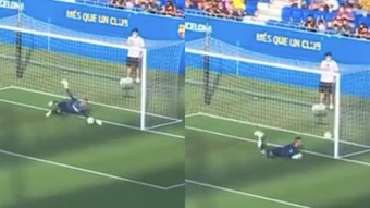 Piqué marcó de penalti. Capturas/BarçaTV