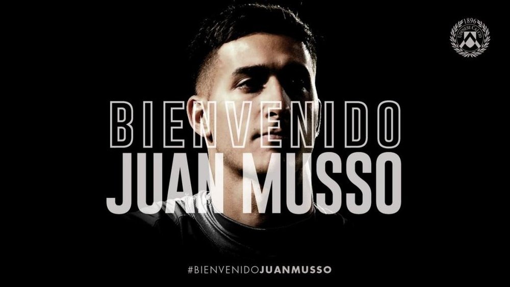 Juan Musso será el nuevo guardameta del club de Udine. Twitter/Udinese