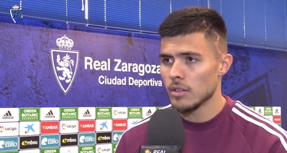 Narváez, orgulloso por llegar a los 50 partidos con el Zaragoza. Captura/RealZaragoza