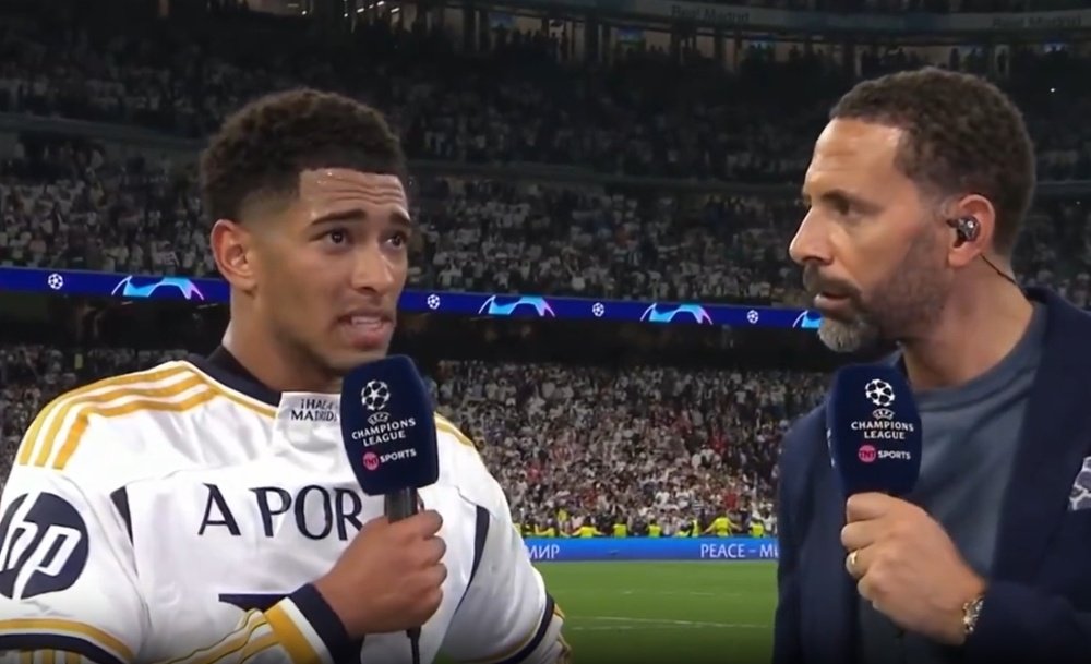 Jude Bellingham was on cloud nine after reaching the Champions League final. Screenshot/TNTSports