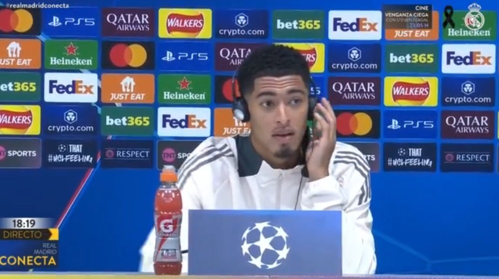 Bellingham said Real Madrid will feel the absence of Vinicius. Screenshot/Real Madrid TV