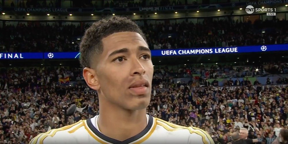 Bellingham habló como campeón de Europa. Captura/TNTSports