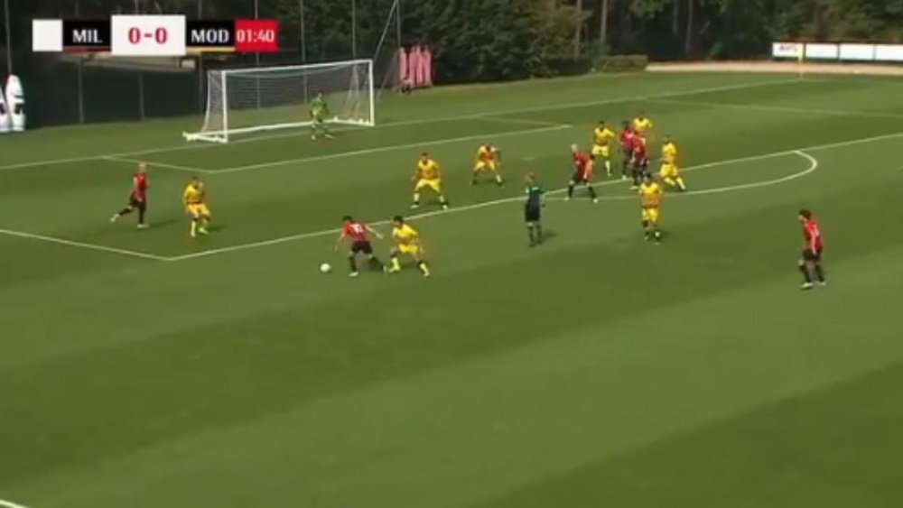 Brahim abrió la cuenta del Milan de esta pretemporada. Captura/MilanChannel
