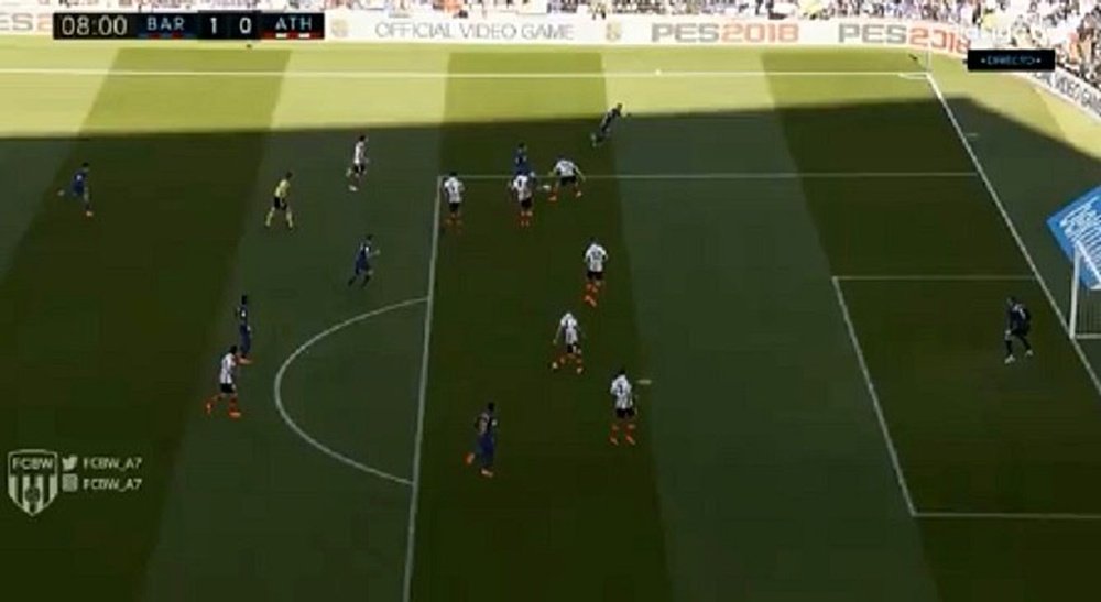 Alcacer slid past Kepa to open the scoring at the Camp Nou. Screenshot/LaLigaTV