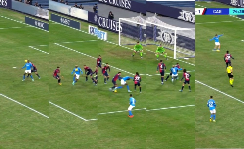 Osimhen catapultó la victoria del Nápoles con un jugadón. Capturas/Movistar